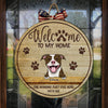 Welcome To Our Home Peeking Pets - Funny Personalized Pet Door Sign