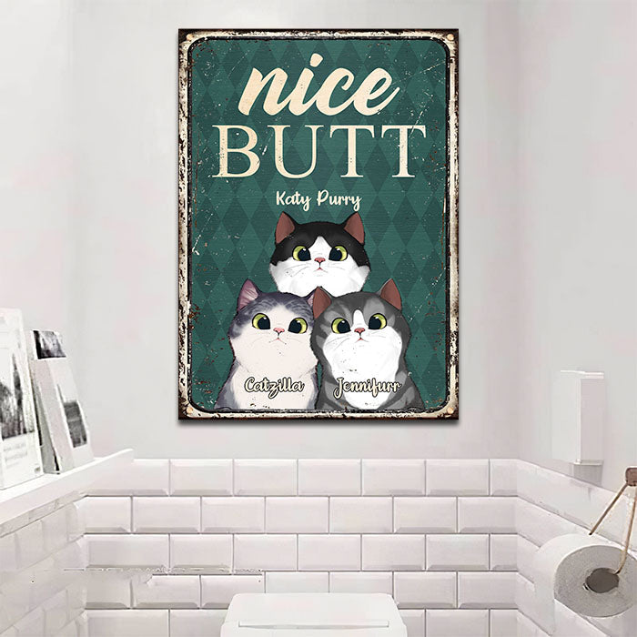 Funny Cat Bathroom Decor - Metal Sign