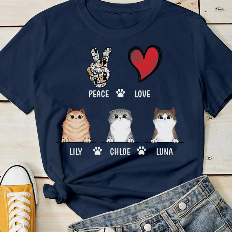 Peace Love Buddy Cat Lover Design - Cat Lover Apparel