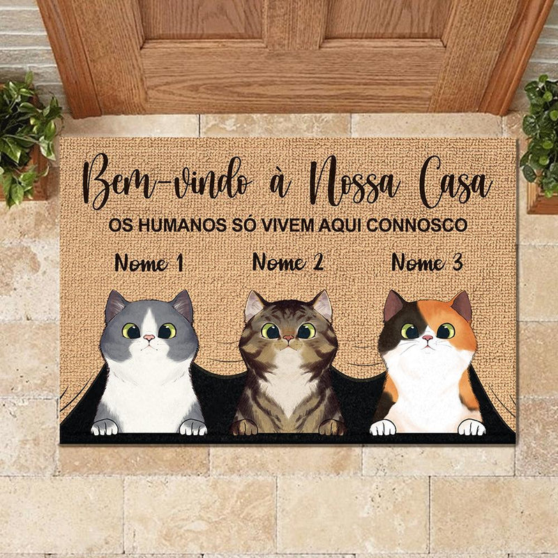 Bem-Vindo À Minha Casa Portuguese - Funny Personalized Cat Decorative Mat