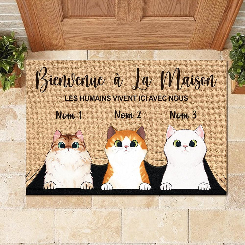 Custom Name Cat Family Welcome Gifts - Personalized Doormat