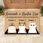 Custom Name Spanish Cat Welcome Decor - Personalized Doormat