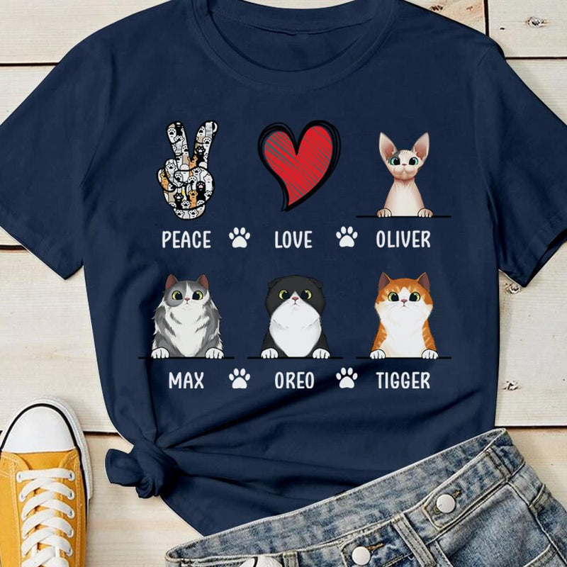Peace Love Cat - Personalized Custom T-shirt