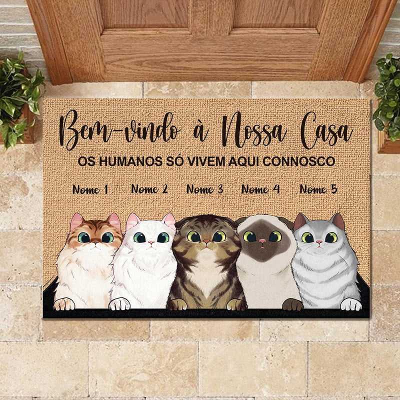 Bem-Vindo À Minha Casa Portuguese - Funny Personalized Cat Decorative Mat