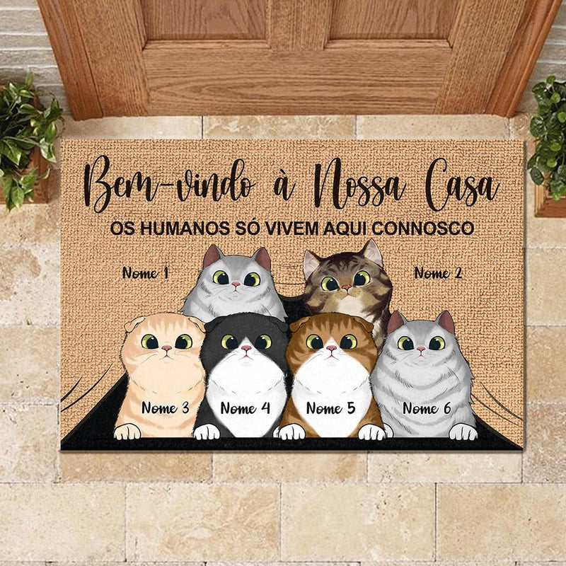 Bem-Vindo À Minha Casa Portuguese - Funny Personalized Cat Decorative Mat