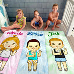 Custom Name Cartoon Character Gifts for Kids - Personalized Beach Towel