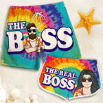 Funny Boss Couple Beach Gifts - Couple Beach Shorts