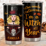 Custom Name Halloween Witch Gifts for Women - Personalized Tumbler