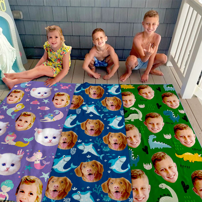 Custom Photo Tropical Beach Gifts for Families - Personalized Beach Towel