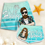 Hubby Wifey Beach Couple Gifts - Couple Beach Shorts