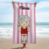 Family Chibi Summer Vacation - Personalized Beach Towel - Gift For Family