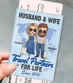 Custom Name Travel Partners Gifts for Couples - Personalized Passport Cover