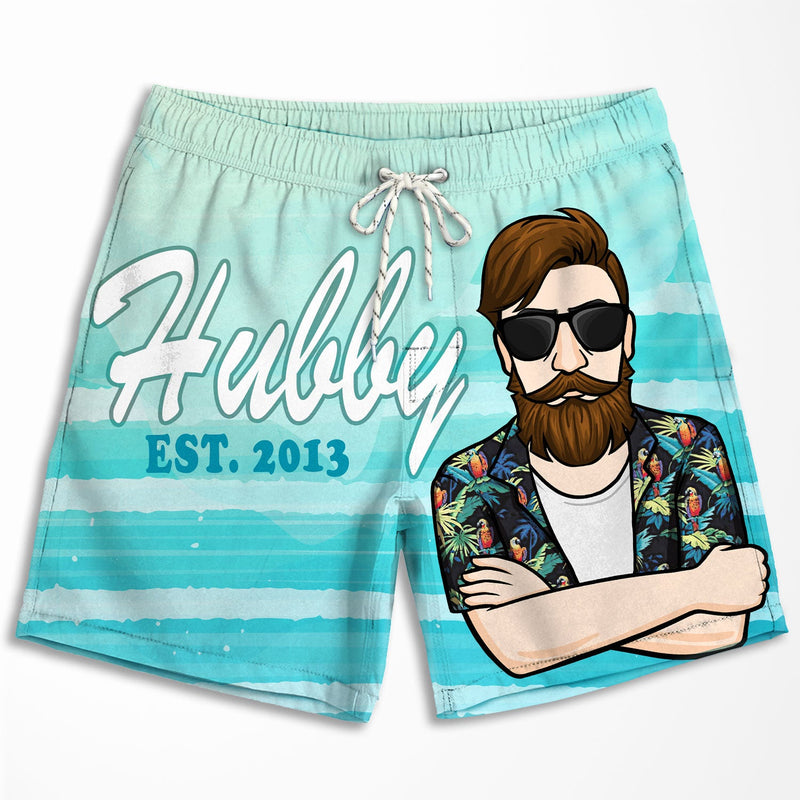 Hubby Wifey Beach Couple Gifts - Couple Beach Shorts