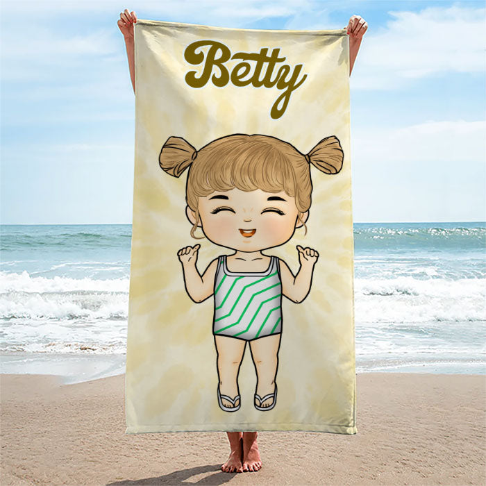 Custom Name Cartoon Character Gifts for Kids - Personalized Beach Towel