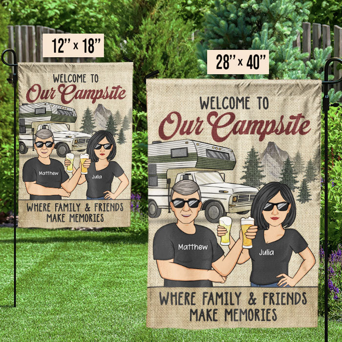 Welcome To Our Campsite Vintage - Personalized Flag - Gift For Camping Lovers