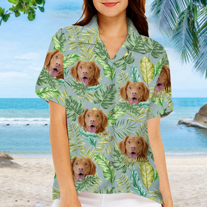 Colorful Tropical Leaves And Pet - Dog & Cat Personalized Custom Unisex Hawaiian Shirt - Upload Image, Dog Face, Cat Face - Summer Vacation Gift, Gift For Pet Owners, Pet Lovers