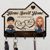 Home Sweet Home - Personalized Key Hanger, Key Holder - Gift For Couple, Husband Wife, Anniversary, Engagement, Wedding, Marriage Gift
