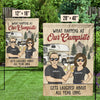 What Happens At Our Campsite Vintage - Personalized Flag - Gift For Camping Lovers
