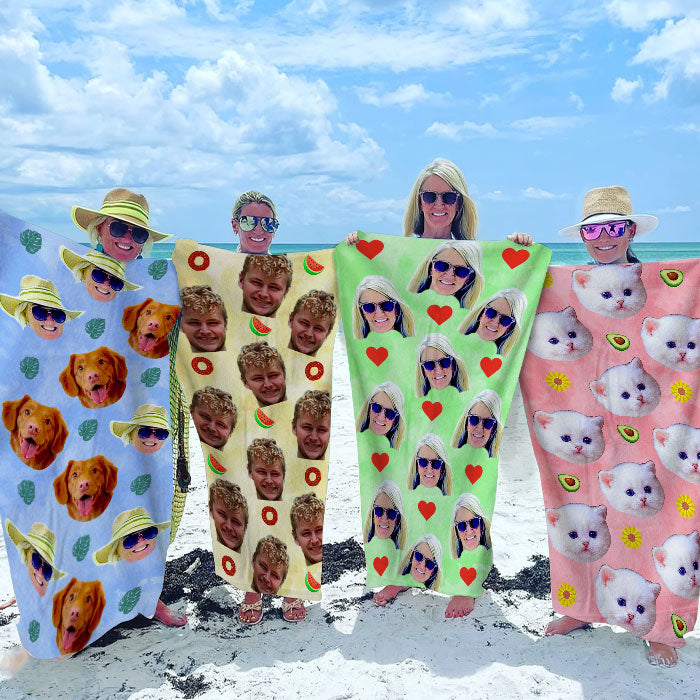 Custom Photo Family and Pet Gifts - Personalized Beach Towel