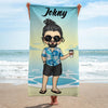 Family Chibi Summer Vacation - Personalized Beach Towel - Gift For Family