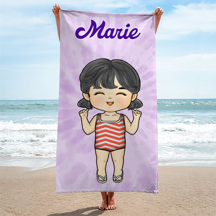 Custom Name Cartoon Character Gifts for Kids - Personalized Beach Towel