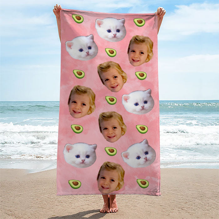 Custom Photo Family and Pet Gifts - Personalized Beach Towel