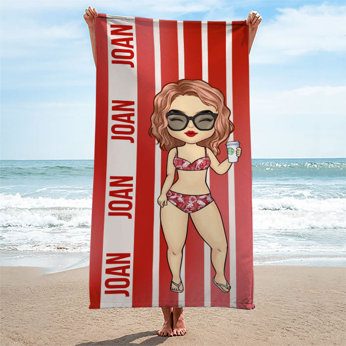 Colorful Stripe For This Vacation - Personalized Beach Towel - Gift For Bestie, Best Friend, Sister, Birthday Gift For Bestie And Friend, Christmas Gift