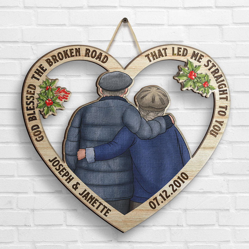 Our First Kiss Heart Shape Season - Personalized Shaped Wood Sign - Gift For Couples, Husband Wife