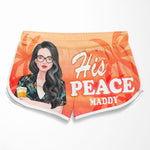 Custom Name His Peace Her Rock Couple Gifts - Personalized Couple Beach Shorts