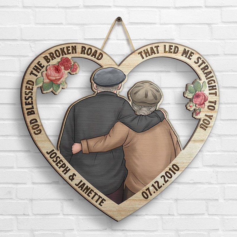 Our First Kiss Heart Shape Season - Personalized Shaped Wood Sign - Gift For Couples, Husband Wife