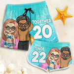 Custom Anniversary Couple Gifts - Personalized Couple Beach Shorts