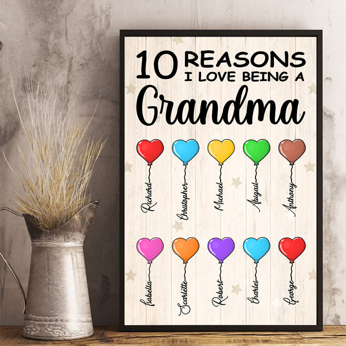 Reasons I Love Being A Grandma - Personalized Vertical Poster