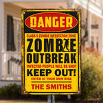 Custom Family Name Zombie Outbreak Decor - Personalized Metal Sign