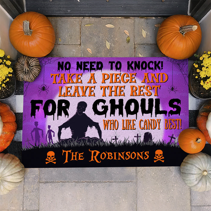 No Need To Knock - Take A Piece And Leave The Rest For Ghouls - Personalized Decorative Mat, Halloween Ideas.