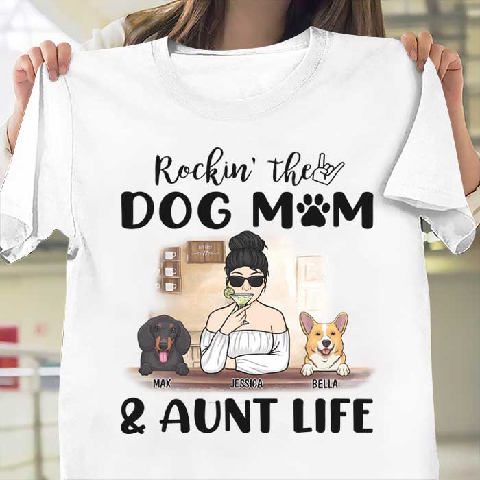Custom Name Dog Mom and Aunt Gifts - Personalized Apparel