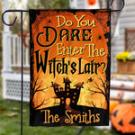 Custom Name Halloween Witch Lair Decor - Personalized Flag