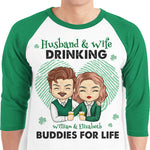 Custom Name Husband Wife Drinking Couple Gifts - Personalized Raglan Shirt