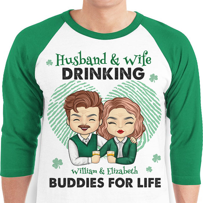 Custom Name Husband Wife Drinking Couple Gifts - Personalized Raglan Shirt