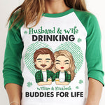 Custom Name Husband Wife Drinking Couple Gifts - Personalized Raglan Shirt