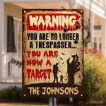 Custom Family Name Trespasser Warning Decor - Personalized Metal Sign