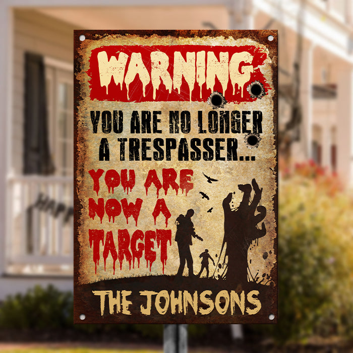Custom Family Name Trespasser Warning Decor - Personalized Metal Sign