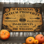 Witchy Halloween Trespasser Warning Doormat - Spooky Entryway Decor
