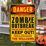 Custom Family Name Zombie Outbreak Decor - Personalized Metal Sign
