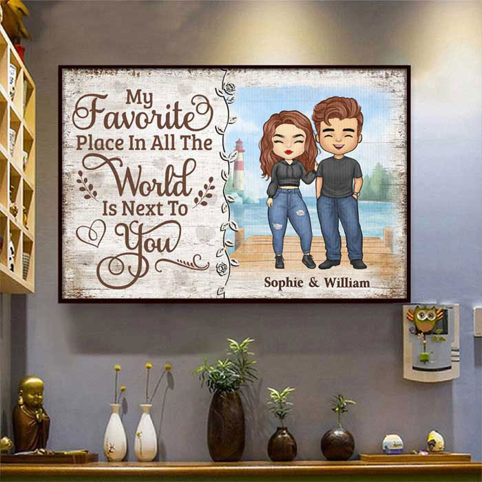 My Beloved Place Is Next To You - Gift For Couples, Personalized Horizontal Poster