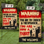 Custom Family Name Halloween Trespasser Warning Decor - Personalized Flag