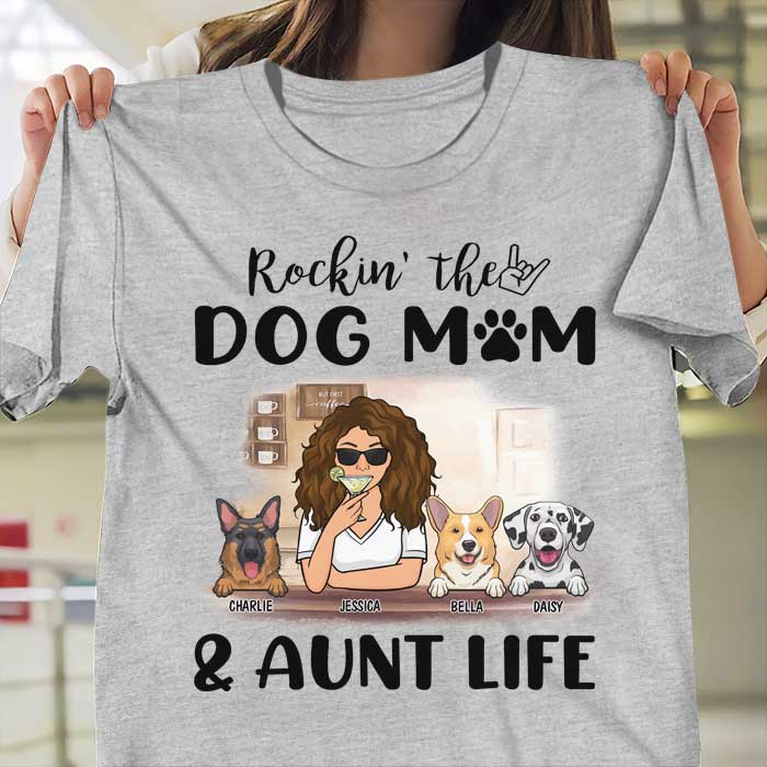 Custom Name Dog Mom and Aunt Gifts - Personalized Apparel