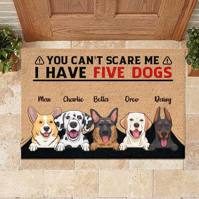 Custom Name Funny Three Dog Gifts for Dog Lovers - Personalized Doormat
