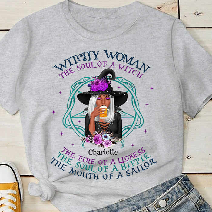 The Soul Of A Witch - Personalized Unisex T-Shirt, Halloween Ideas.
