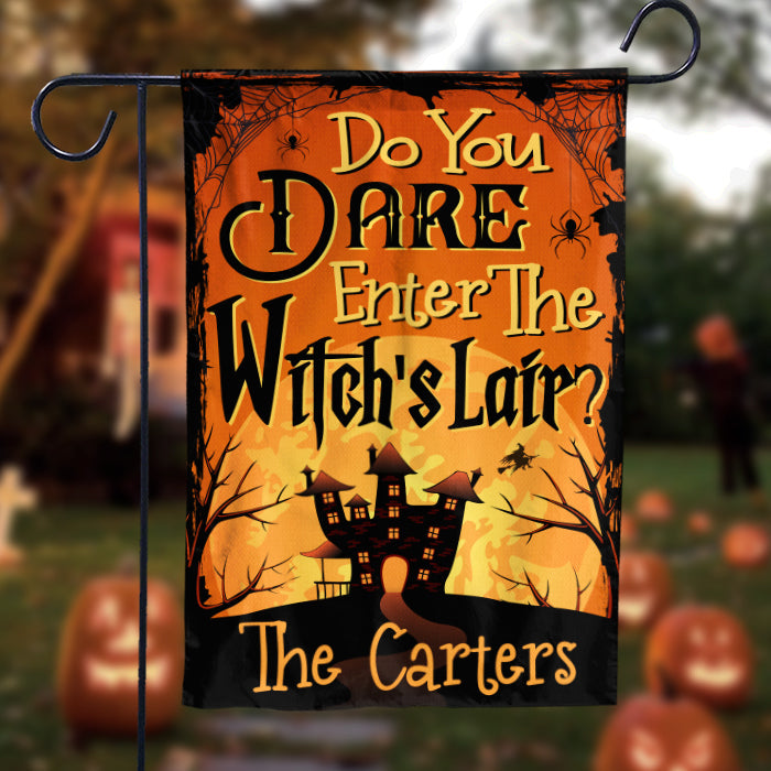 Do You Dare Enter The Witch's Lair - Personalized Flag, Halloween Ideas.