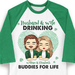 Custom Name Husband Wife Drinking Couple Gifts - Personalized Raglan Shirt